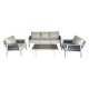 TORO Set Σαλόνι Κήπου 4τεμ, Alu Άσπρο, Rope Wicker Ανθρακί , Polywood Φυσικό, Μαξ.Εκρού