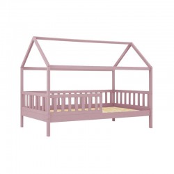 DREAM Montessori Παιδικό Κρεβάτι, για Στρώμα 90x190cm, Ξύλο Πεύκου Απόχρωση Ροζ