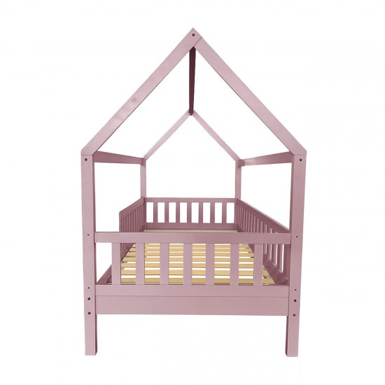 DREAM Montessori Παιδικό Κρεβάτι, για Στρώμα 90x190cm, Ξύλο Πεύκου Απόχρωση Ροζ
