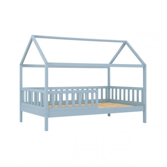 DREAM Montessori Παιδικό Κρεβάτι, για Στρώμα 90x190cm, Ξύλο Πεύκου Απόχρωση Γαλάζιο