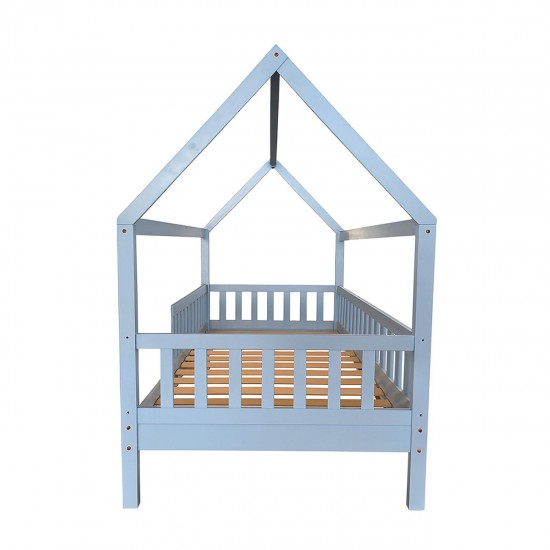 DREAM Montessori Παιδικό Κρεβάτι, για Στρώμα 90x190cm, Ξύλο Πεύκου Απόχρωση Γαλάζιο