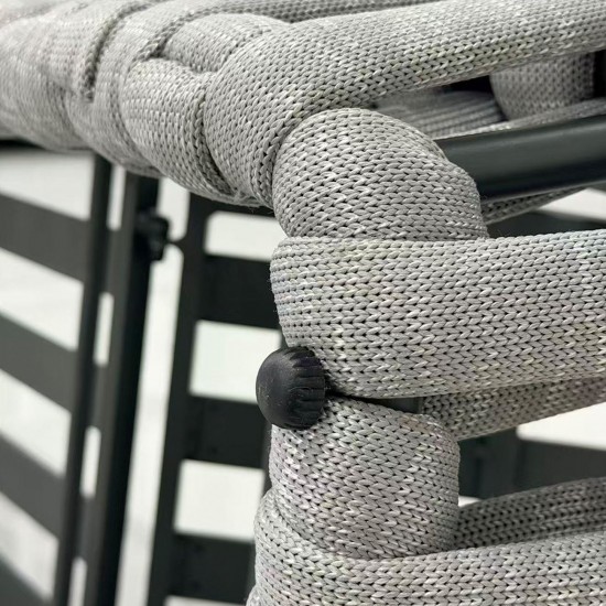 MAJORCA Ξαπλώστρα, Αλουμίνιο με Olefin Rope Γκρι, Μαξιλάρι Ανοιχτό Γκρι
