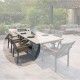 SIERRA Πολυθρόνα Dining Στοιβαζόμενη Αλουμινίου, Γκρι Padded κάθισμα & Flat Wicker