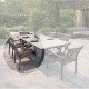 SIERRA Πολυθρόνα Dining Στοιβαζόμενη Αλουμινίου, Γκρι Padded κάθισμα & Flat Wicker