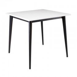 VIDAL Τραπέζι Μέταλλο Βαφή Μαύρο, Επιφάνεια 80x80cm/20mm Κ/Π Εμποτισμού Λάκα Άσπρο
