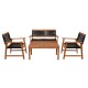 SPRING Set Σαλόνι Κήπου Ακακία Φυσικό, Wicker Μαύρο: Τραπέζι + Καναπέ 2Θέσιο + 2 Πολυθρόνες