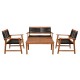 SPRING Set Σαλόνι Κήπου Ακακία Φυσικό, Wicker Μαύρο: Τραπέζι + Καναπέ 2Θέσιο + 2 Πολυθρόνες