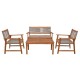 SPRING Set Σαλόνι Κήπου Ακακία Φυσικό, Wicker Μπεζ: Τραπέζι + Καναπέ 2Θέσιο + 2 Πολυθρόνες