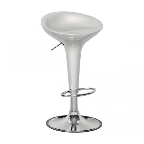 DISCO Σκαμπό BAR, Βάση Χρώμιο, ABS Silver, Ύψος Ρυθμιζόμενο, Περιστρεφόμενο