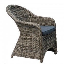 MONTANA Πολυθρόνα Τραπεζαρίας Κήπου - Βεράντας Φ5mm Wicker Grey Brown - Μαξιλάρι Ανθρακί