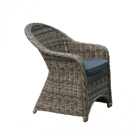 MONTANA Πολυθρόνα Τραπεζαρίας Κήπου - Βεράντας Φ5mm Wicker Grey Brown - Μαξιλάρι Ανθρακί