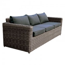 ARIZONA 3Θέσιος Καναπές 4mm HalfRound Wicker Grey Brown