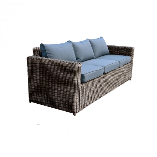 ARIZONA 3Θέσιος Καναπές 4mm HalfRound Wicker Grey Brown