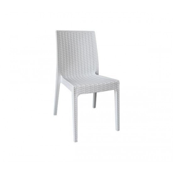 DAFNE Καρέκλα Κήπου - Βεράντας Στοιβαζόμενη, PP Rattan Look, UV Protection, Άσπρο
