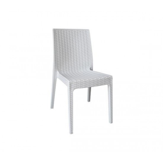 DAFNE Καρέκλα Κήπου - Βεράντας Στοιβαζόμενη, PP Rattan Look, UV Protection, Άσπρο