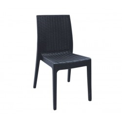 DAFNE Καρέκλα Κήπου - Βεράντας Στοιβαζόμενη, PP Rattan Look, UV Protection, Ανθρακί