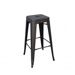 RELIX Σκαμπό Bar Στοιβαζόμενο, Μέταλλο Βαφή Antique Black