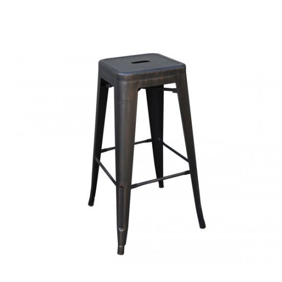 RELIX Σκαμπό Bar Στοιβαζόμενο, Μέταλλο Βαφή Antique Black