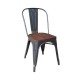 RELIX Wood Dark Oak Καρέκλα Μέταλλο Βαφή Antique Black