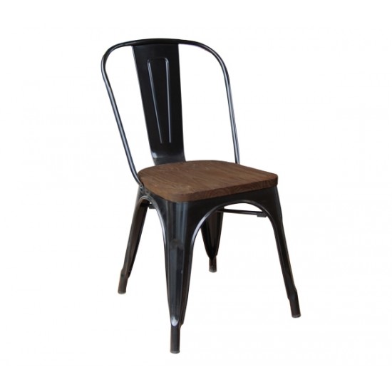 RELIX Wood Dark Oak Καρέκλα Μέταλλο Βαφή Μαύρο
