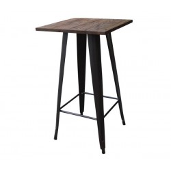 RELIX Wood Dark Oak Τραπέζι BAR Μέταλλο Βαφή Antique Black