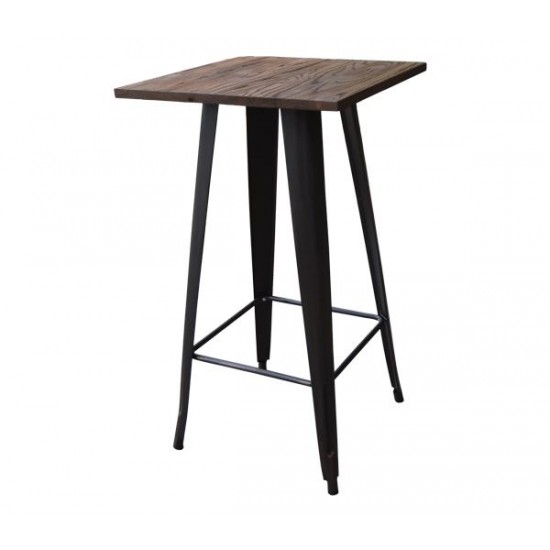 RELIX Wood Dark Oak Τραπέζι BAR Μέταλλο Βαφή Antique Black