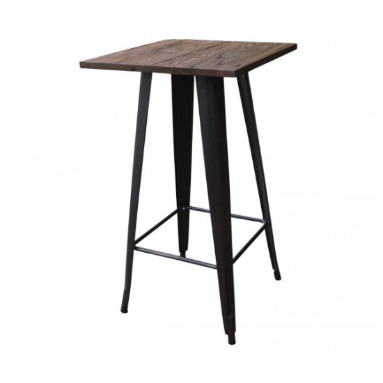 RELIX Wood Dark Oak Τραπέζι BAR Μέταλλο Βαφή Antique Black