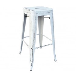 RELIX Σκαμπό Bar Στοιβαζόμενο, Μέταλλο Βαφή Antique White