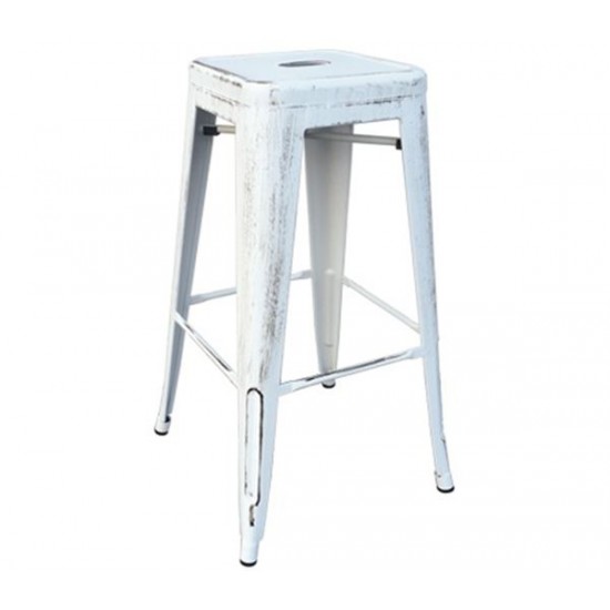 RELIX Σκαμπό Bar Στοιβαζόμενο, Μέταλλο Βαφή Antique White