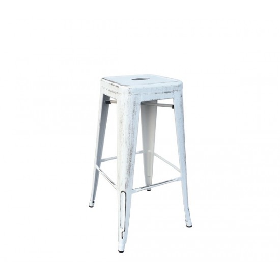 RELIX Σκαμπό Bar Στοιβαζόμενο, Μέταλλο Βαφή Antique White