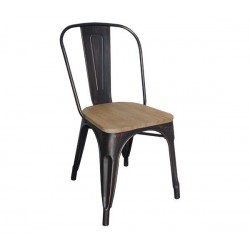 RELIX Wood Natural Oak Καρέκλα Μέταλλο Βαφή Antique Black