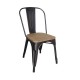 RELIX Wood Natural Oak Καρέκλα Μέταλλο Βαφή Antique Black