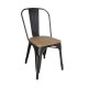 RELIX Wood Natural Oak Καρέκλα Μέταλλο Βαφή Antique Black