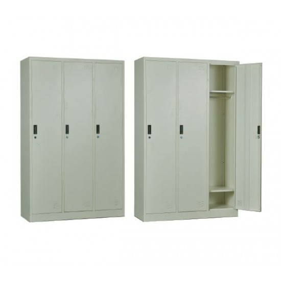 LOCKER 3 Θέσεων Ερμάριο - Ανά θέση : 3 Ράφια, Θέσεις για Κρεμάστρες, Μέταλλο Βαφή Άσπρο