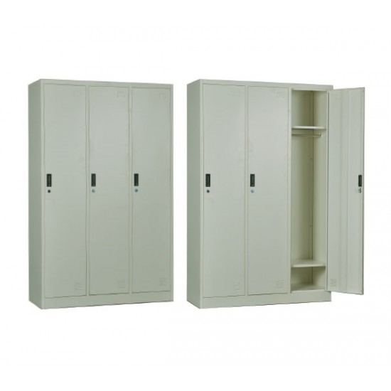 LOCKER 3 Θέσεων Ερμάριο - Ανά θέση : 3 Ράφια, Θέσεις για Κρεμάστρες, Μέταλλο Βαφή Άσπρο