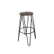 ARCO Wood Σκαμπό BAR, Μέταλλο Βαφή Antique Black, Ξύλο Απόχρωση Dark Oak