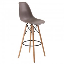 ART Wood Σκαμπό BAR με Πλάτη, Ξύλο Φυσικό, PP Απόχρωση Sand Beige